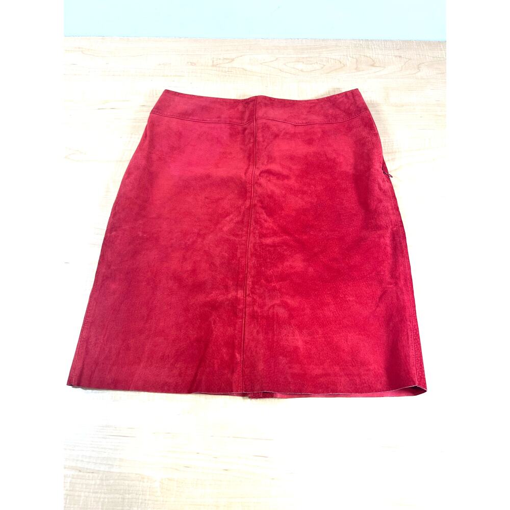 Vintage Red Leather Skirt Express A-Line Womans Size 5/6